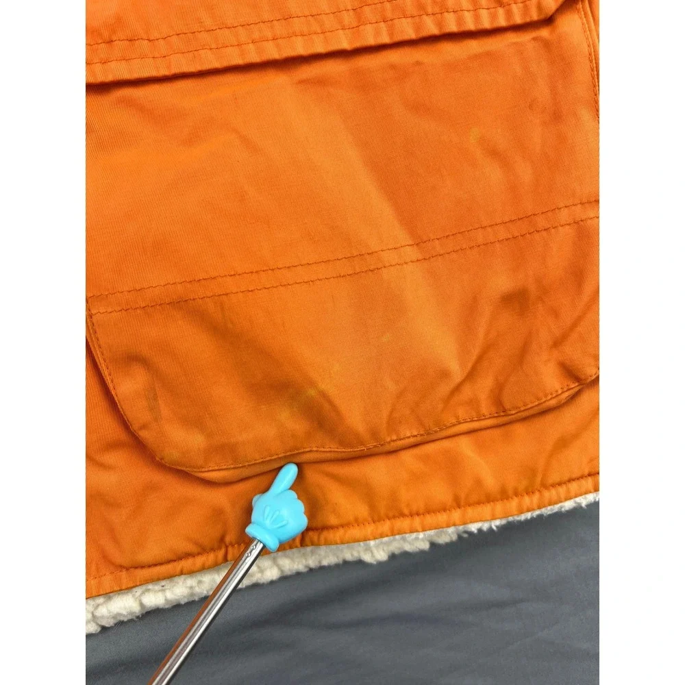 Old Navy Utility Vest Mens Medium Sherpa Lined Cargo Pocket Orange Fair